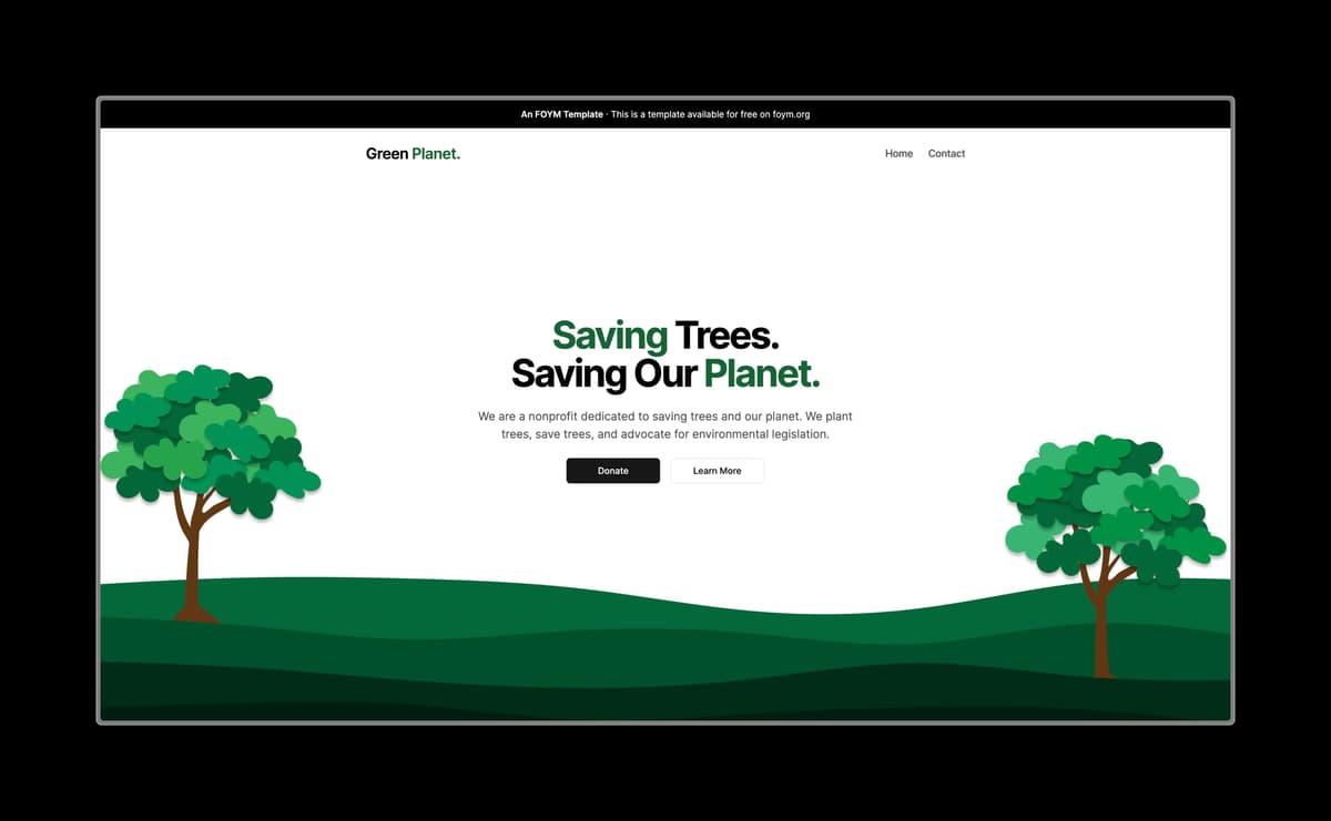 An image of the Green Planet template website designed by Ruslan Mukhamedvaleev.