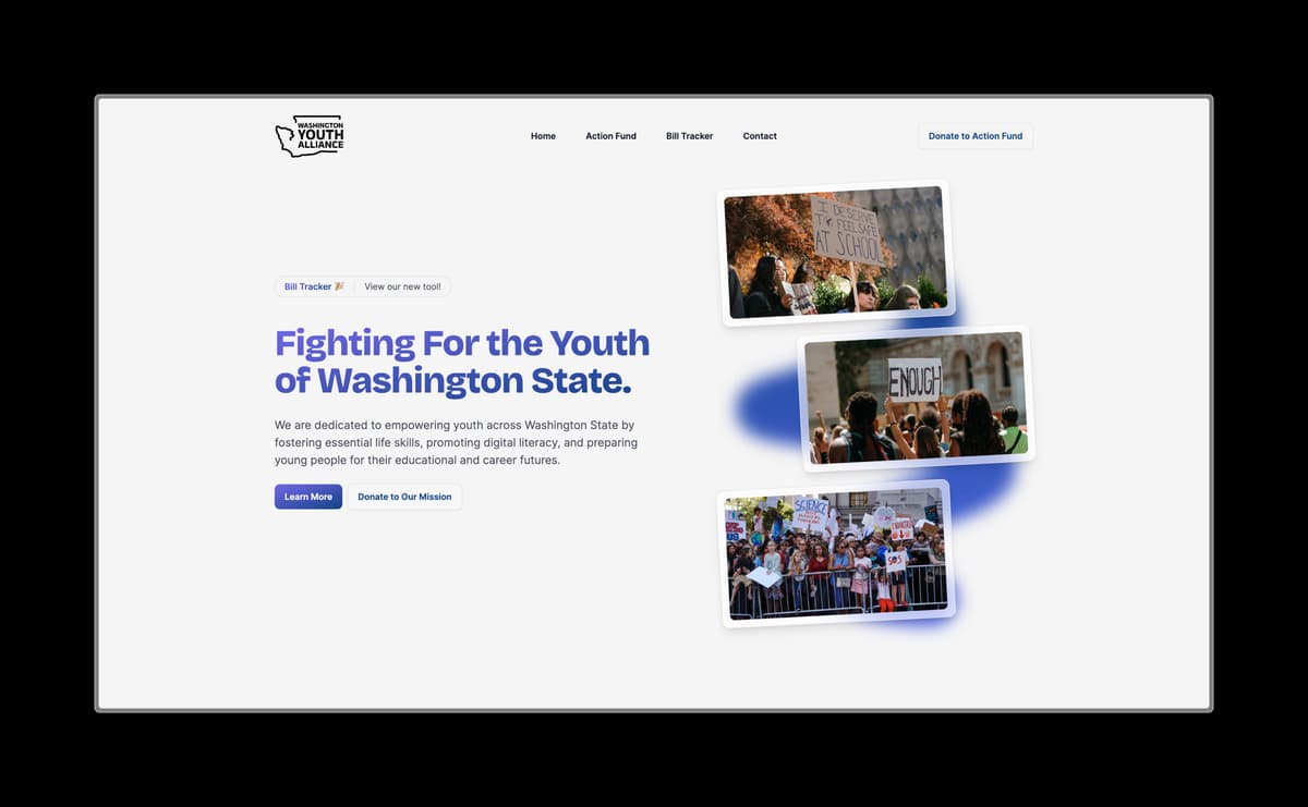 An image of the Washington Youth Alliance website designed by Ruslan Mukhamedvaleev.